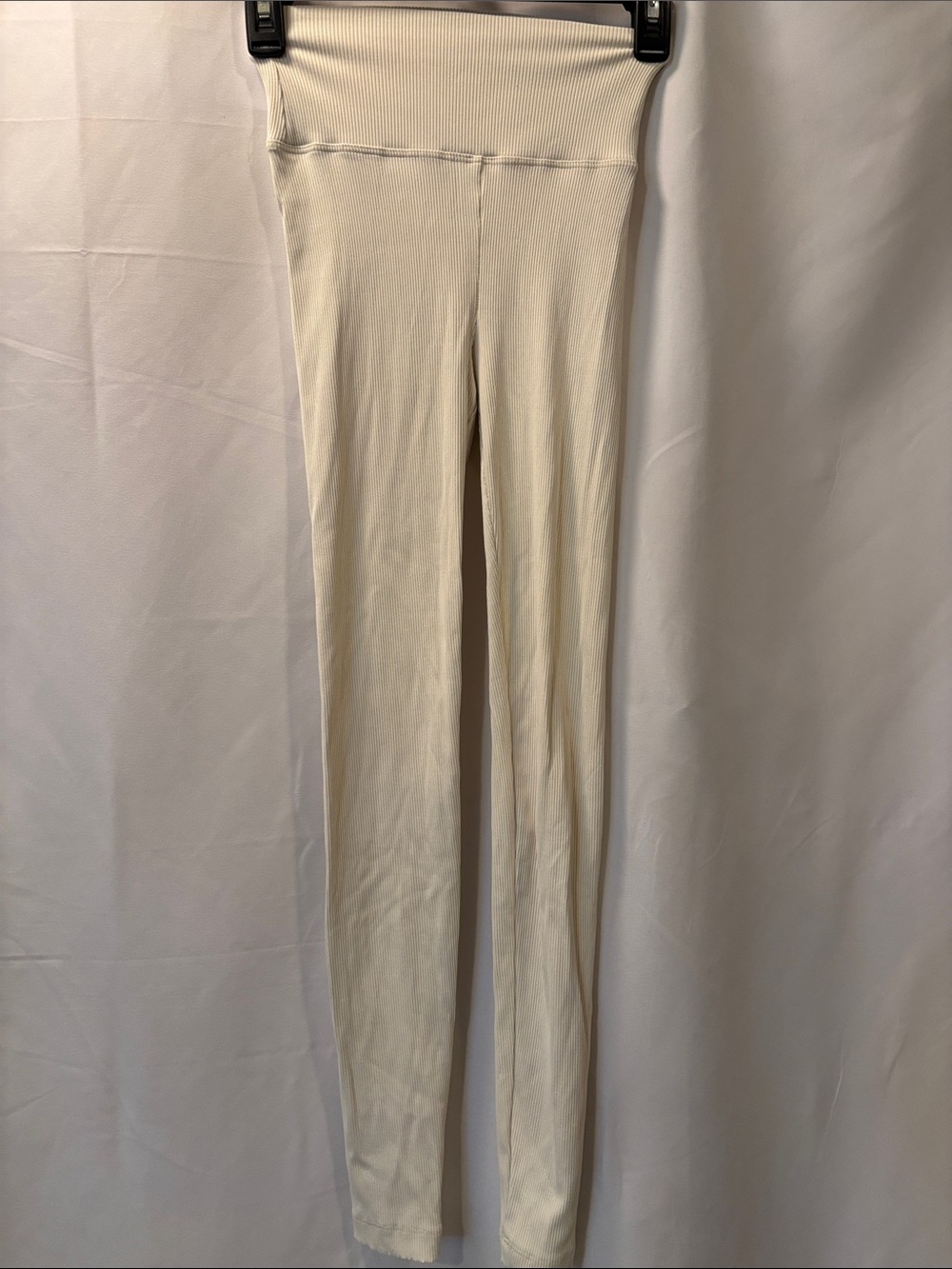 Koral Ribbed Cream Color High-waisted Leggings - size Small